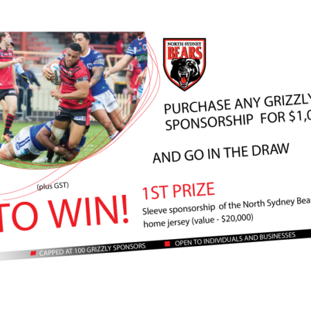Graphic promotion for North Sydney Bears Grizzly Sponsorship
