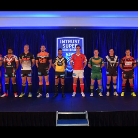 The Captains of all four Intrust Super Premiership Clubs stand awkwardly in front of the cameras at the official launch on Tuesday.