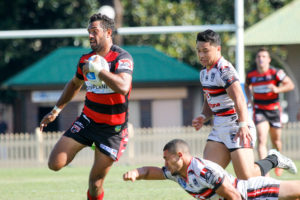 Dane Nielsen on his way to a try - Intrust Super Premiership - Round 6 - 2016 - North Sydney Bears V New Zealand Warriors